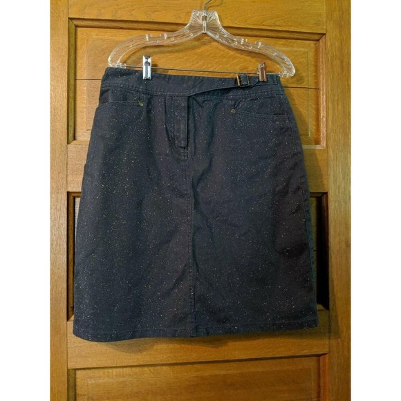 Gray Sparkle Stretch Womens Straight Skirt Size 12 Zippered Slit Glitter - Picture 1 of 5